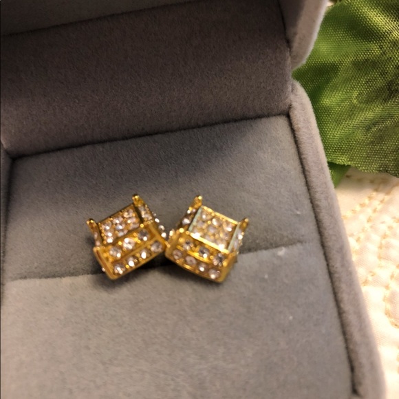 Francesca's Collections Jewelry - Gold Filled Cube Earrings w/CZ’s NWT